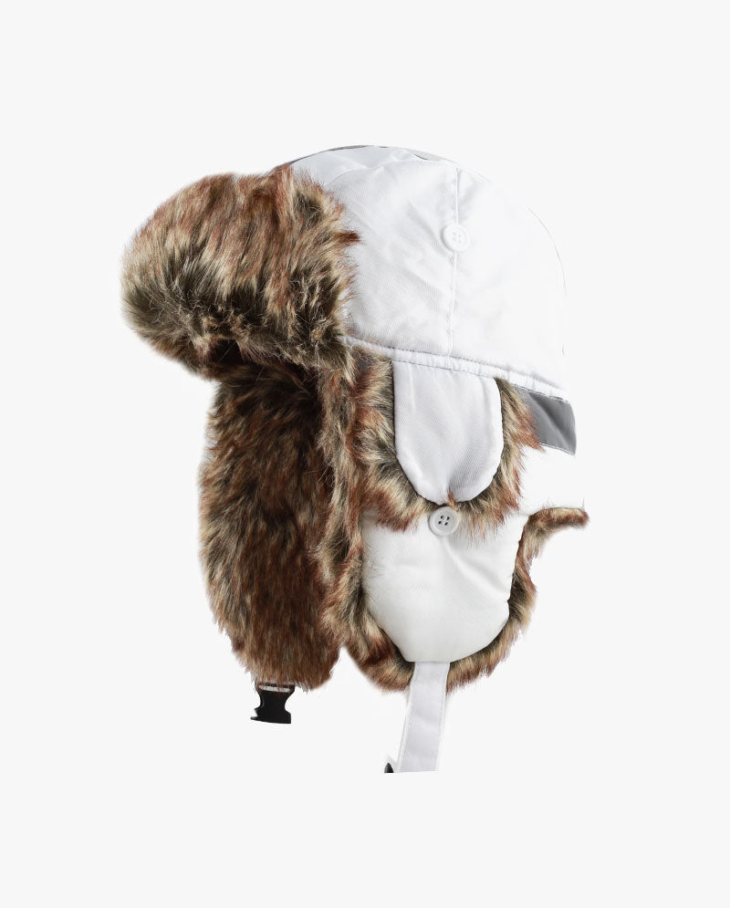 The Hat Depot - Safety Reflective Faux Fur Aviator Trapper