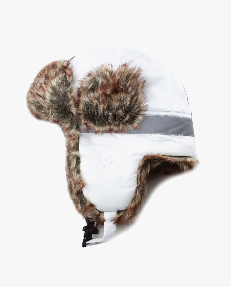 The Hat Depot - Safety Reflective Faux Fur Aviator Trapper