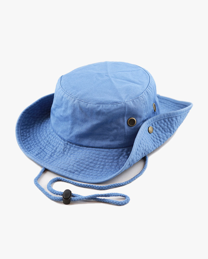 Baby Bucket Hat Blue Macrocannage Cotton Gabardine