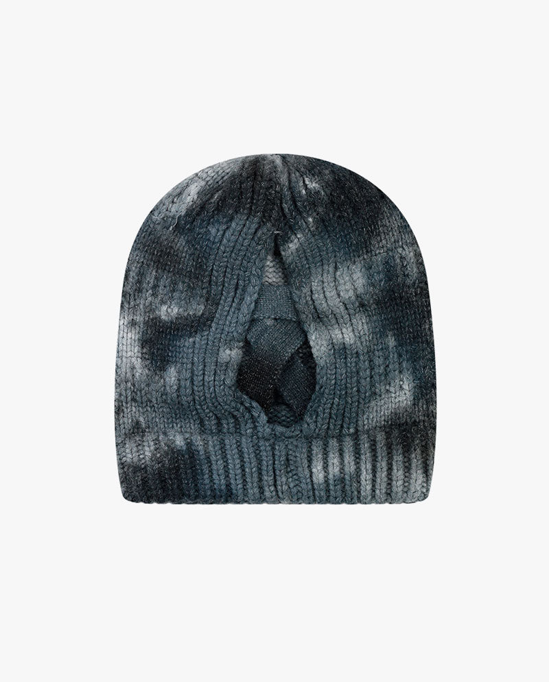 Black Horn - Tie Dye Ponytail Knit Beanie