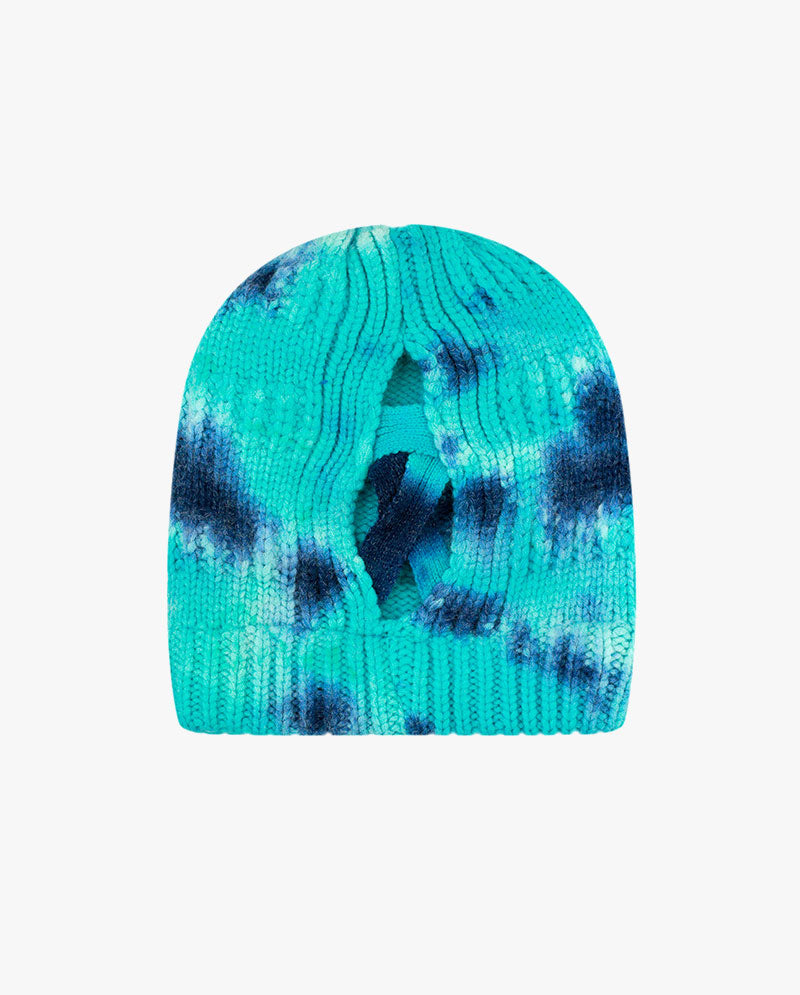 Black Horn - Tie Dye Ponytail Knit Beanie