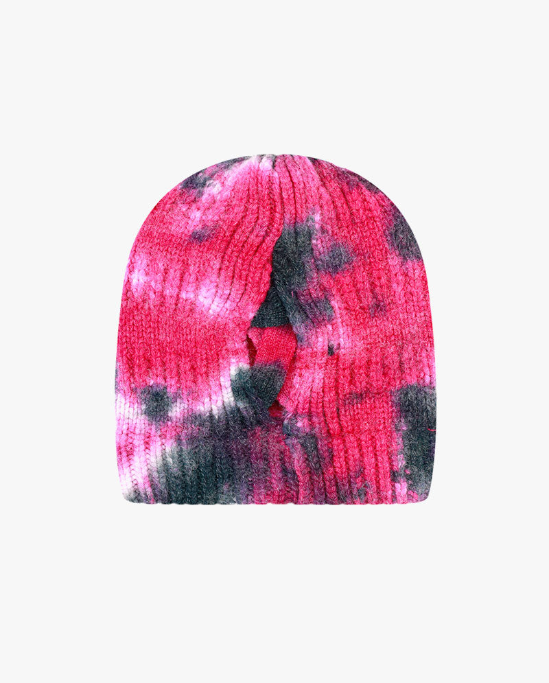 Black Horn - Tie Dye Ponytail Knit Beanie