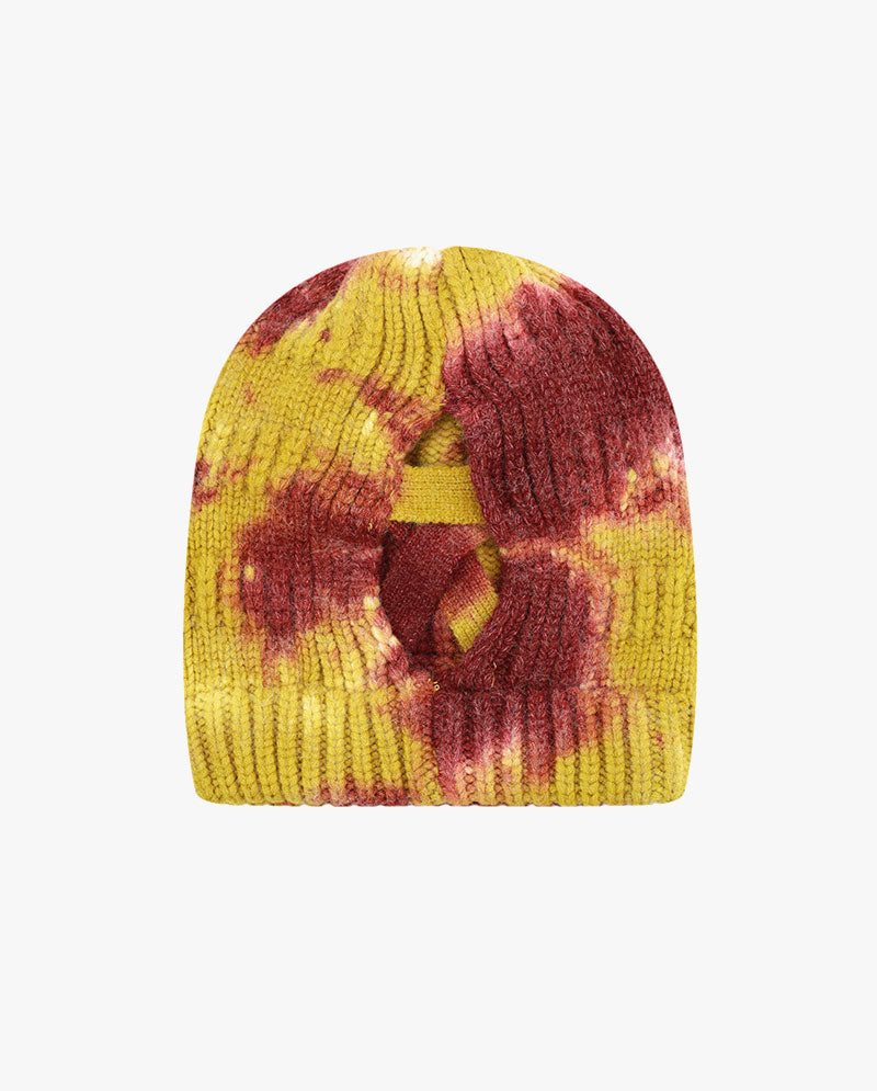 Black Horn - Tie Dye Ponytail Knit Beanie