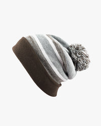 The Hat Depot - Cuffed Pom Pom Stripe Knit Slouch Beanie