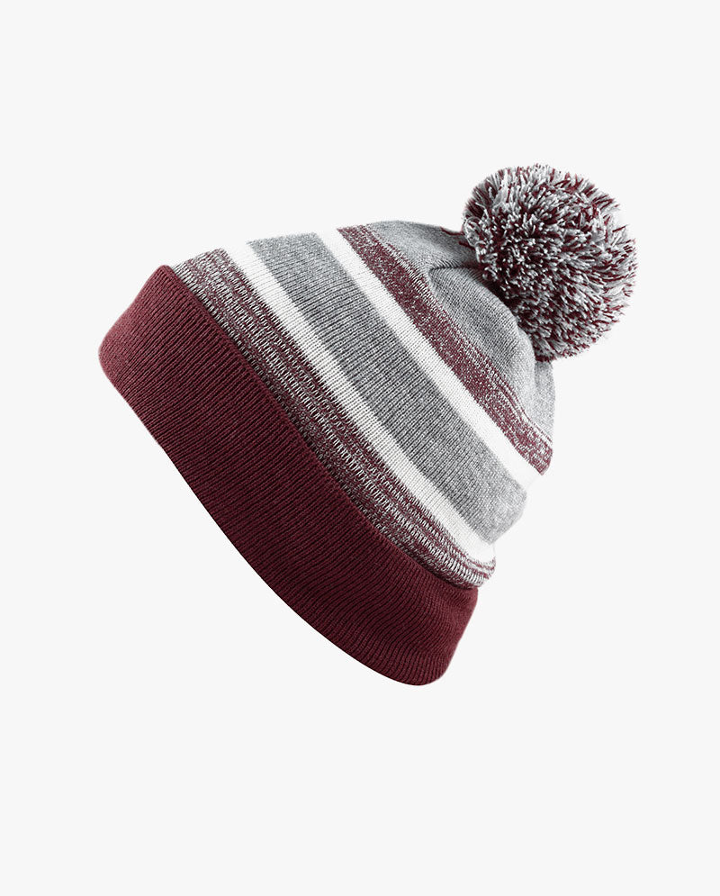 The Hat Depot Kids - Pom Pom Knit Stripe Beanie