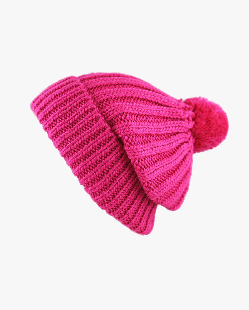 The Hat Depot - Straight Winter Knit Pom Beanie 3060