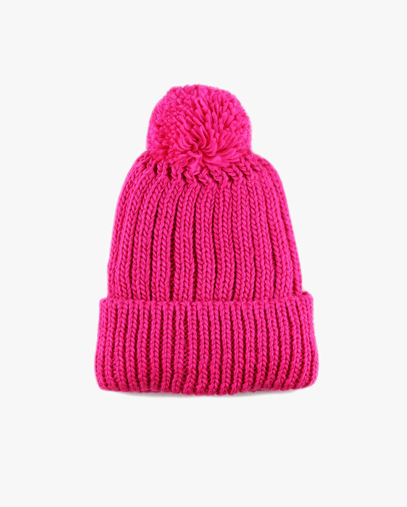 The Hat Depot - Straight Winter Knit Pom Beanie 3060