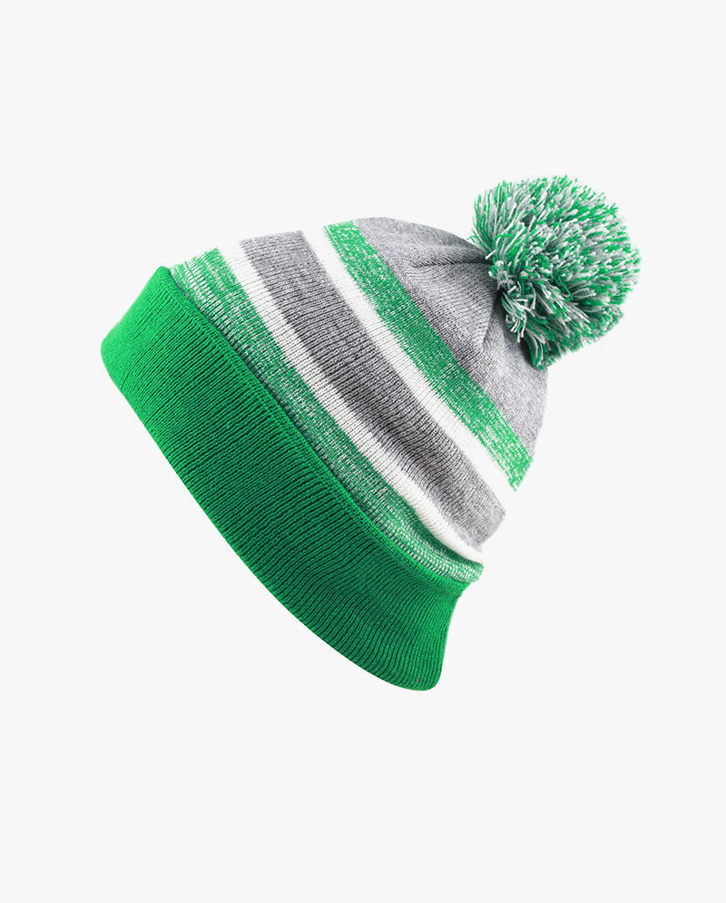 The Hat Depot Kids - Pom Pom Knit Stripe Beanie