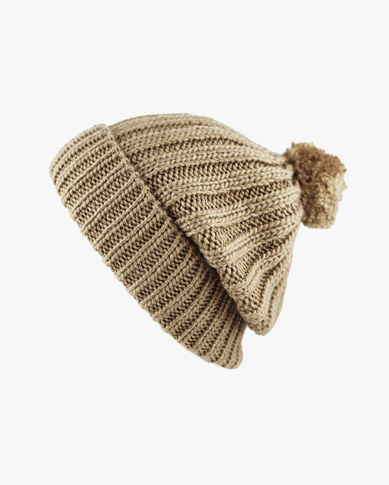 The Hat Depot - Straight Winter Knit Pom Beanie 3060