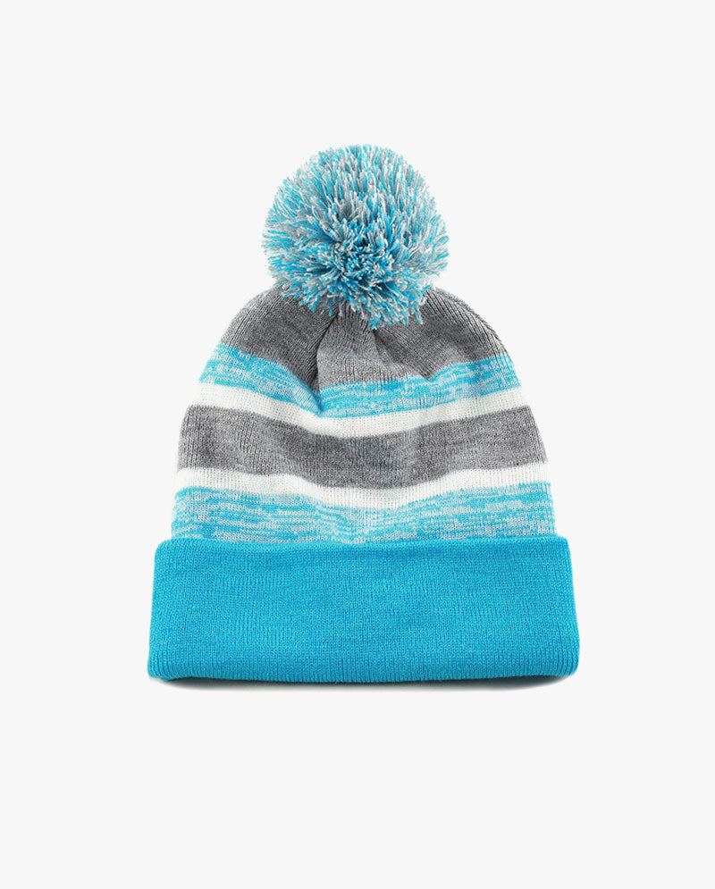 The Hat Depot Kids - Pom Pom Knit Stripe Beanie