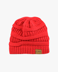 The Hat Depot - Solid Color Stretch Cable Knit Chunky Beanie