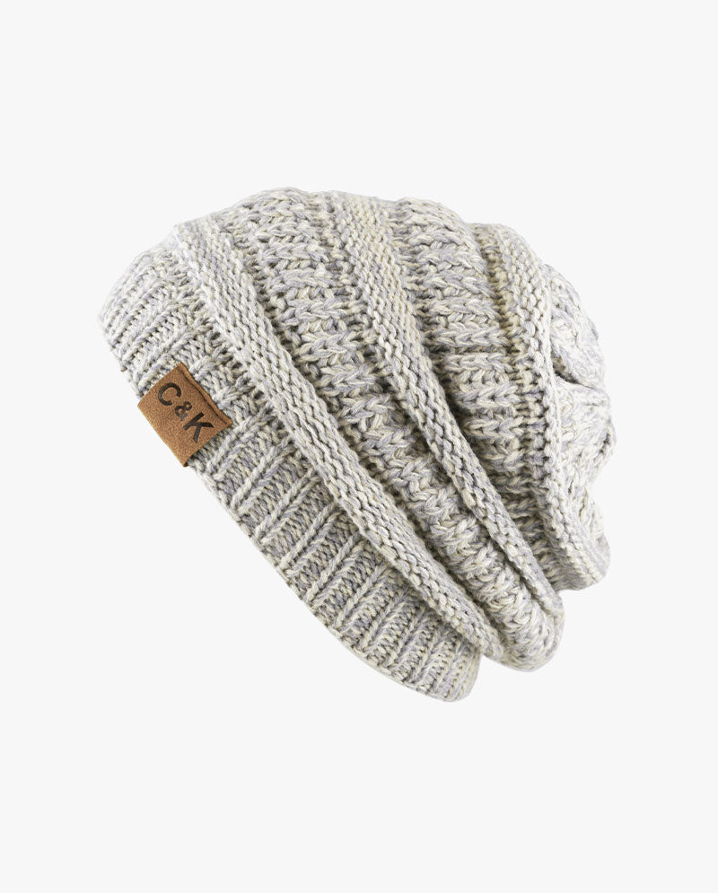 The Hat Depot - Two Tone Stretch Cable Knit Chunky Beanie S12