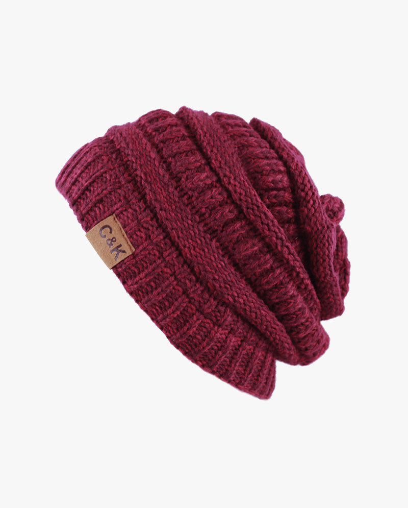 The Hat Depot - Two Tone Stretch Cable Knit Chunky Beanie S12