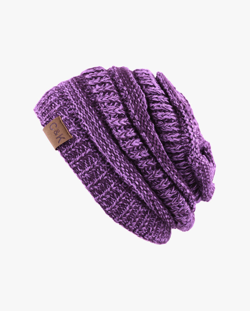 The Hat Depot - Two Tone Stretch Cable Knit Chunky Beanie S12