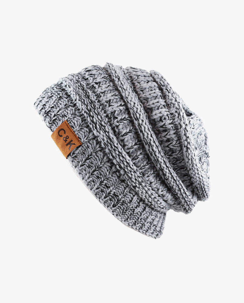 The Hat Depot - Two Tone Stretch Cable Knit Chunky Beanie S12