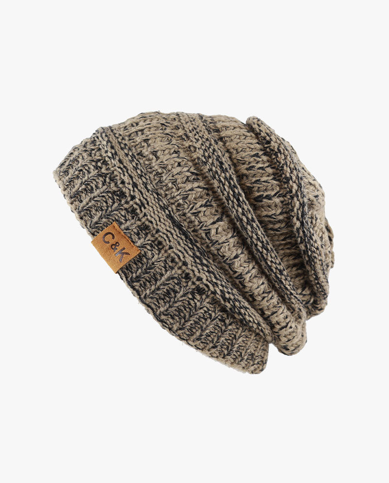 The Hat Depot - Two Tone Stretch Cable Knit Chunky Beanie S12