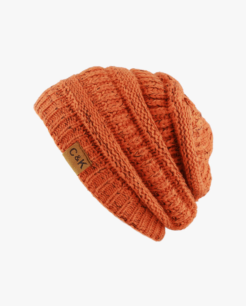 The Hat Depot - Two Tone Stretch Cable Knit Chunky Beanie S12