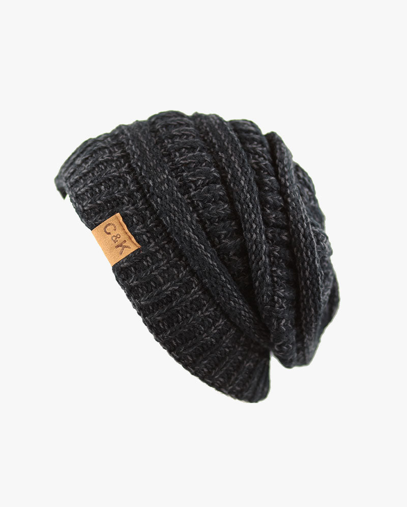 The Hat Depot - Two Tone Stretch Cable Knit Chunky Beanie S12