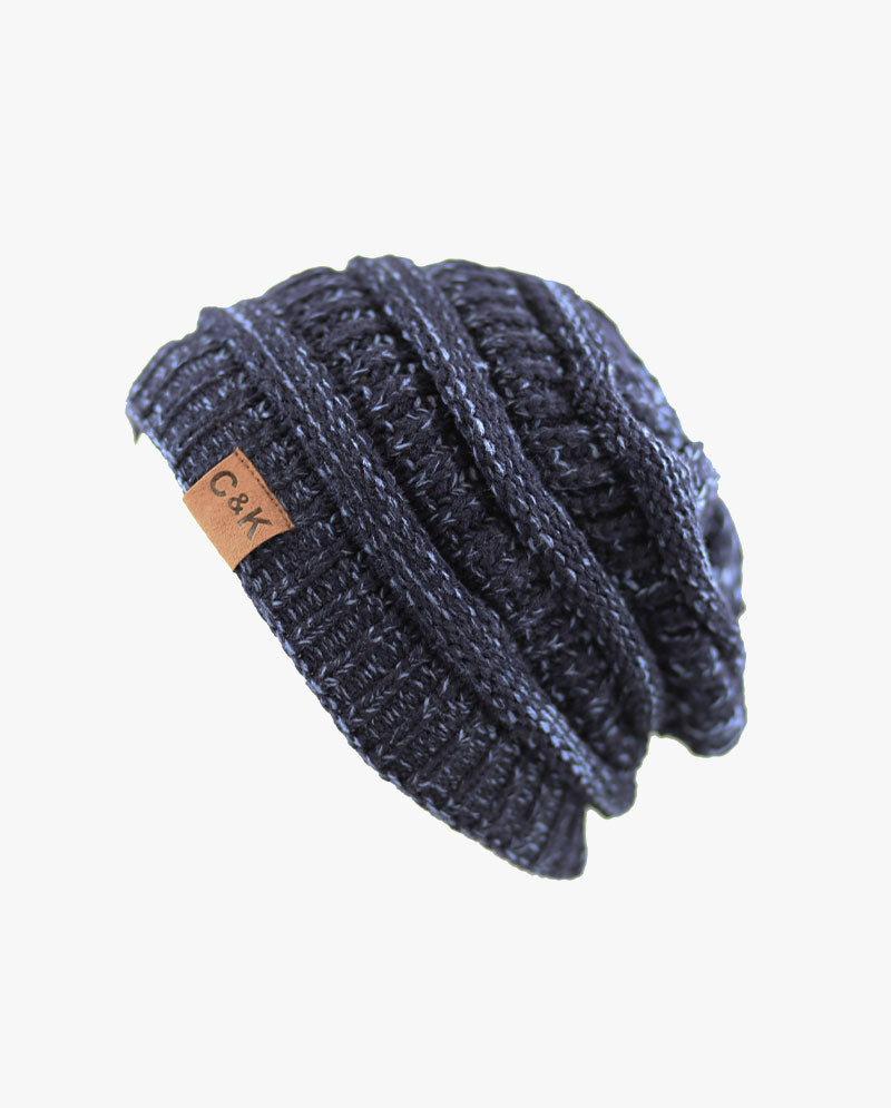 The Hat Depot - Two Tone Stretch Cable Knit Chunky Beanie S12