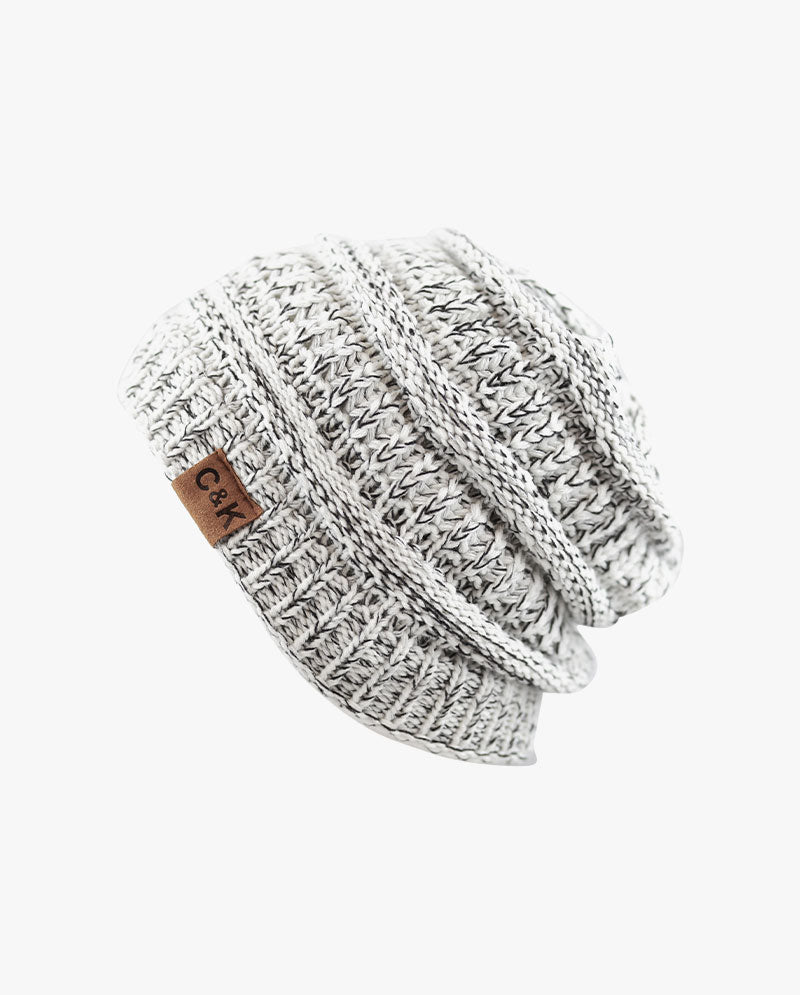 The Hat Depot - Two Tone Stretch Cable Knit Chunky Beanie S12