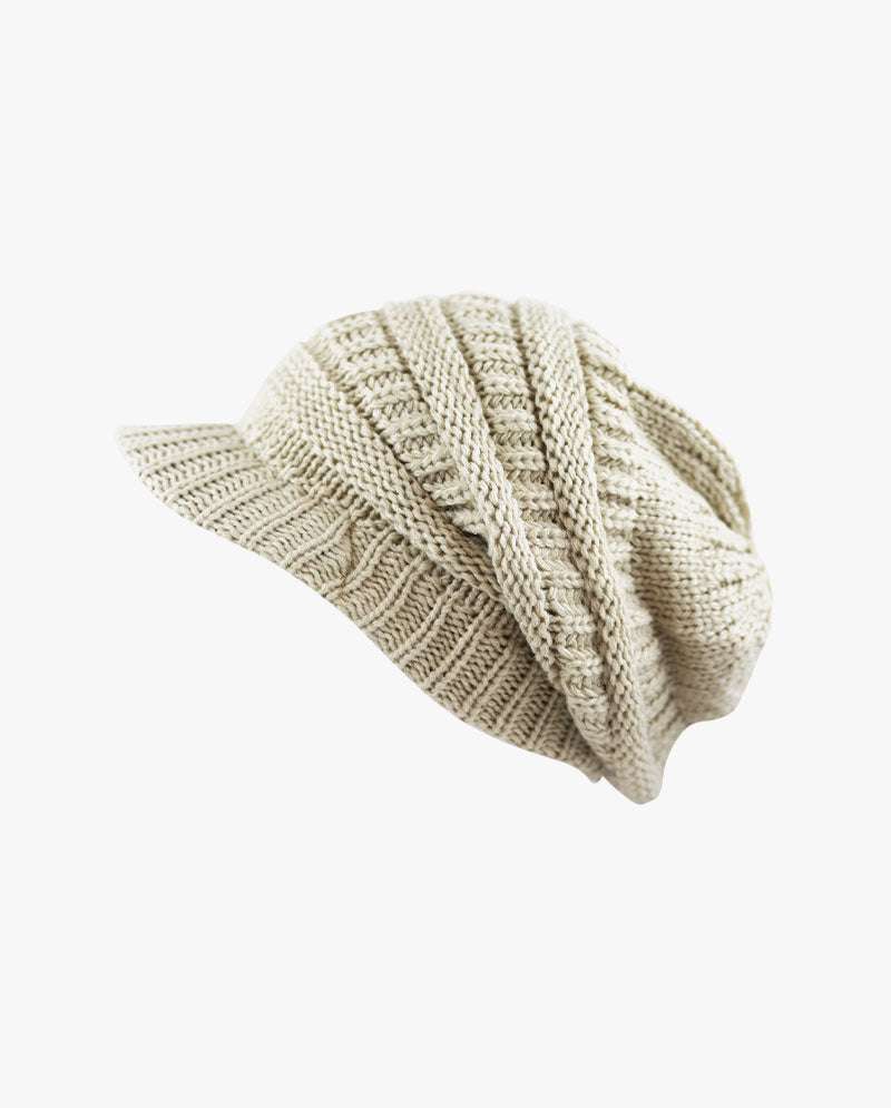 The Hat Depot - Chunky Long Knit Visor Beanie