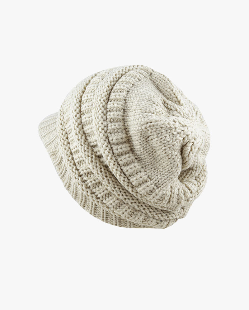 The Hat Depot - Chunky Long Knit Visor Beanie