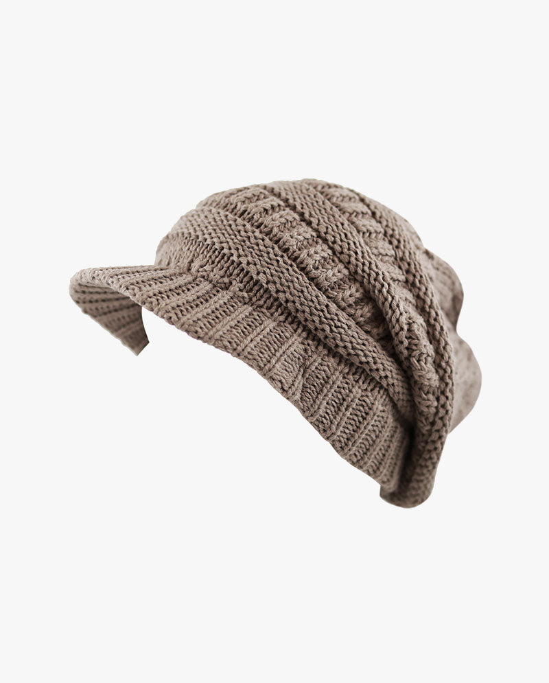 The Hat Depot - Chunky Long Knit Visor Beanie