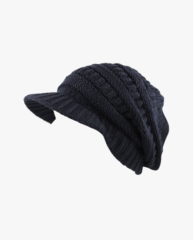 The Hat Depot - Chunky Long Knit Visor Beanie