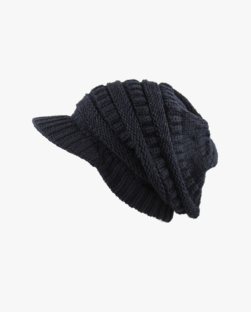 The Hat Depot - Chunky Long Knit Visor Beanie