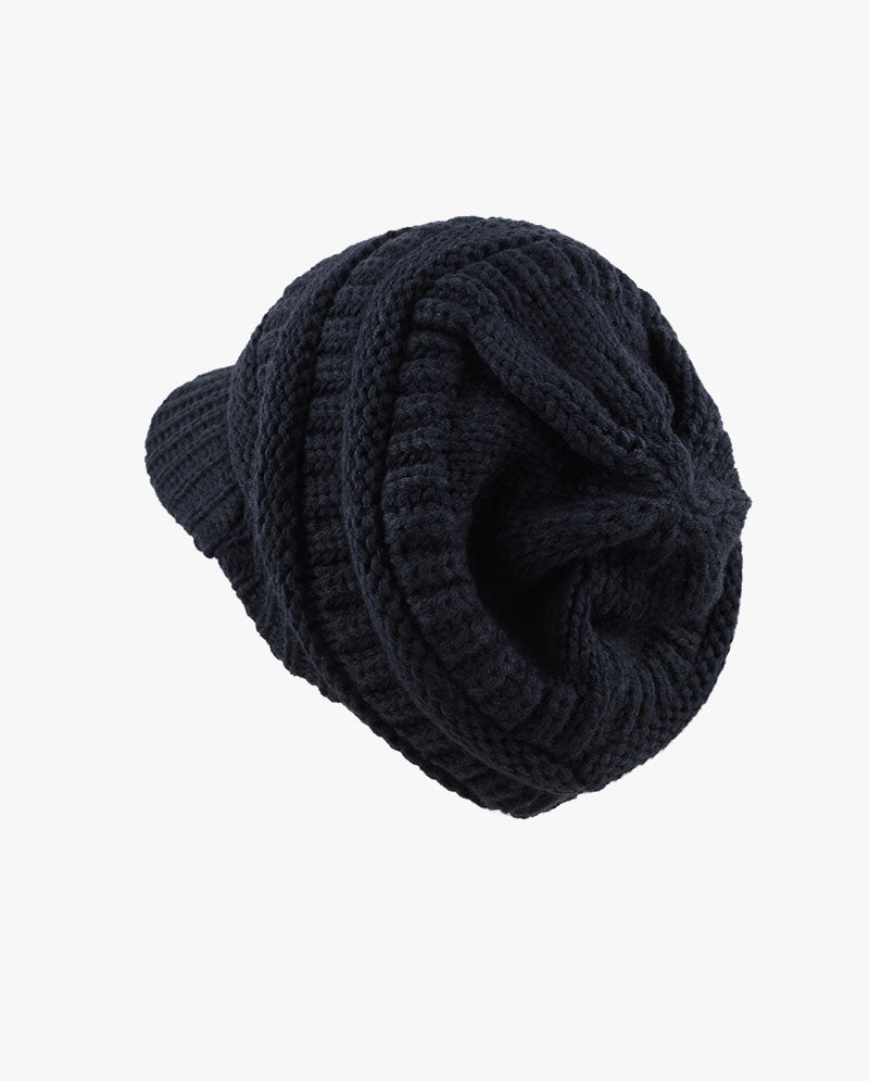 The Hat Depot - Chunky Long Knit Visor Beanie