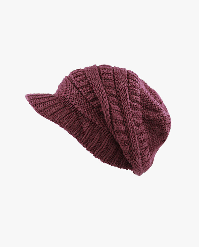 The Hat Depot - Chunky Long Knit Visor Beanie